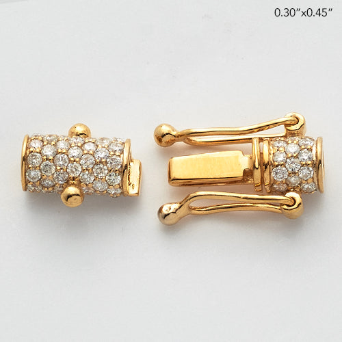 14K Yellow Gold Diamond Cylinder Shaped Chain Lock