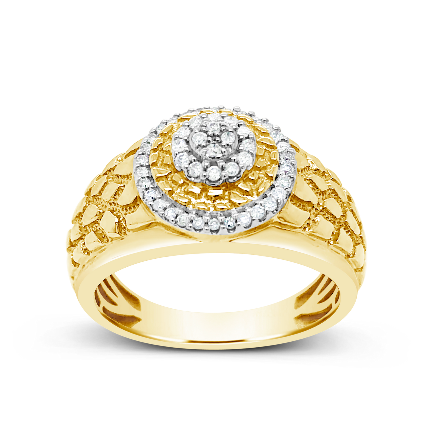 Diamond Nugget Ring .25 CTW Round Cut 10K Yellow Gold