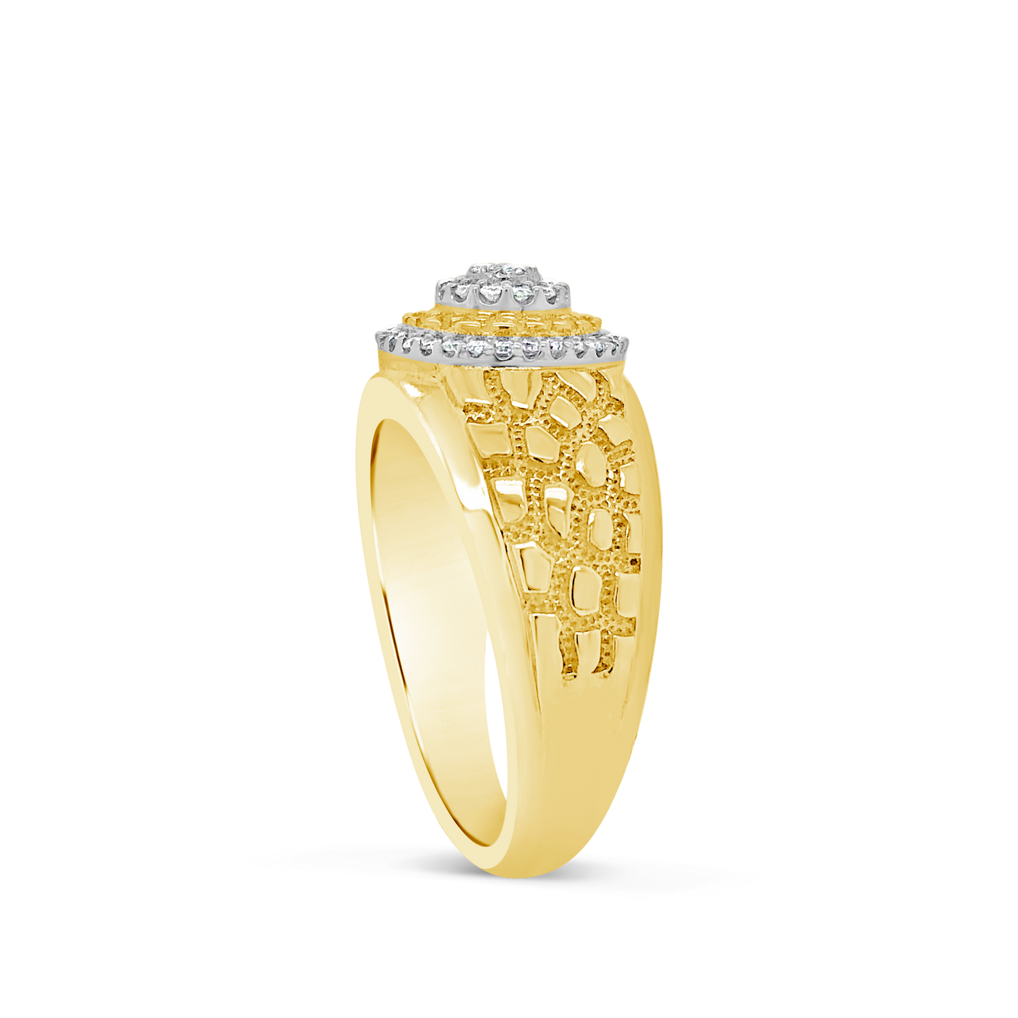 Diamond Nugget Ring .25 CTW Round Cut 10K Yellow Gold