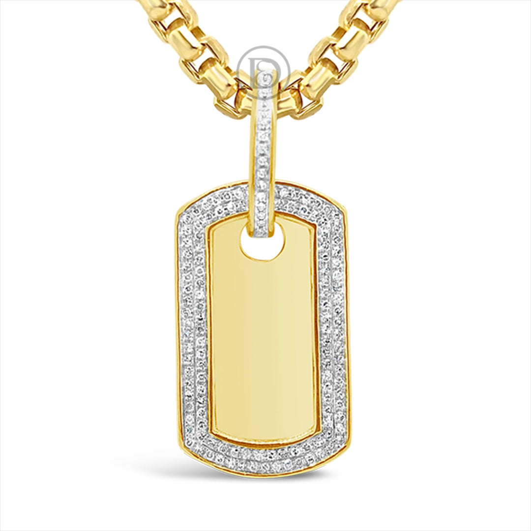Diamond Dog Tag Pendant (1/3 Ct. tw.) - 14K Yellow Gold