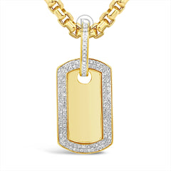 Men's Diamond Dog Tag Pendant 1 ct tw Round-cut 10K Yellow Gold