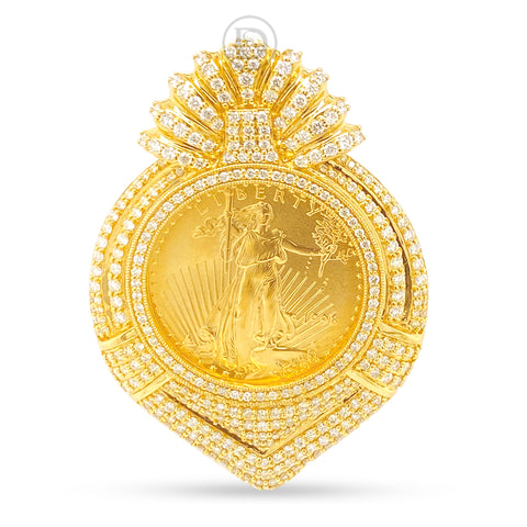 14K Yellow Gold Liberty Coin Diamond Pendant