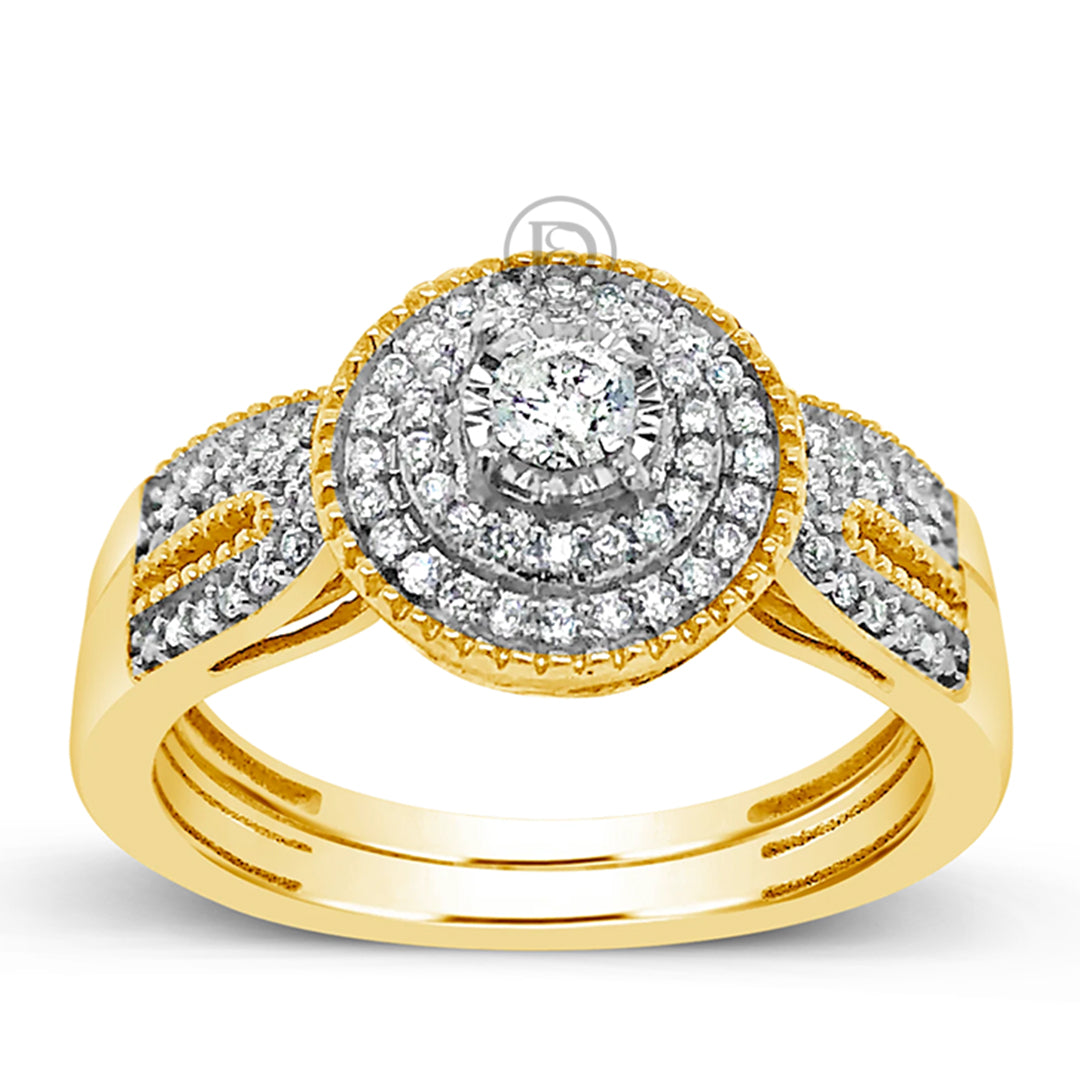 Diamond Halo Engagement Ring .33 CTW Round Cut 10K Yellow Gold