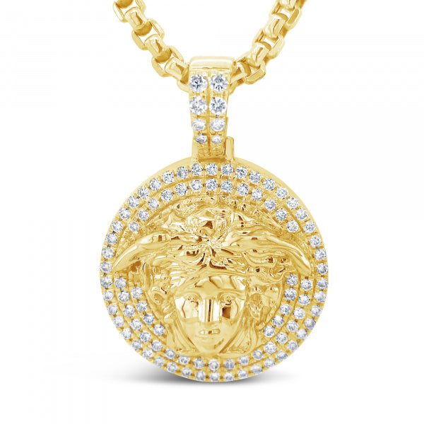 10K Yellow Gold 1.40ct Diamond Medusa Pendant