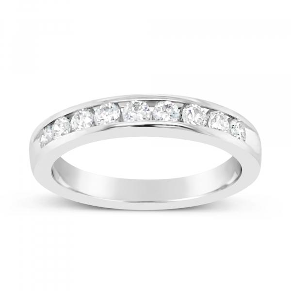 14K White Gold .52 CTW Round Cut Diamond Band