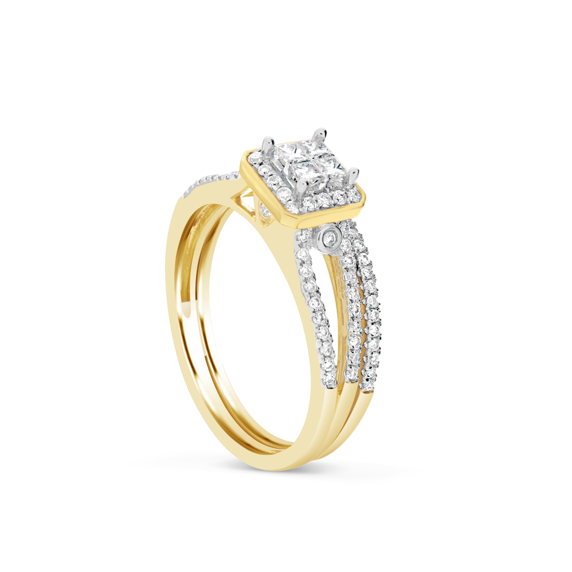 Diamond Engagement Ring .52 CTW Princess & Round Cut 14K Yellow Gold