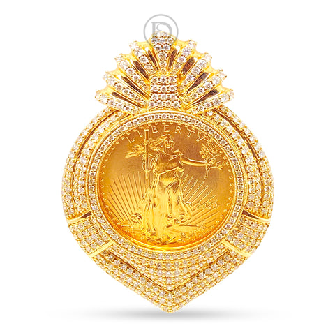 14K Yellow Gold Liberty Gold Coin Diamond Pendant