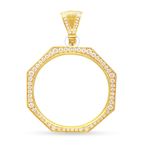 10K Yellow Gold Centenario 50 Pesos Gold Coin Diamond Pendant Bezel Only