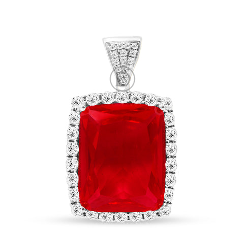 10K Yellow Gold Pendant With 1.50CT Diamonds and synthetic Ruby