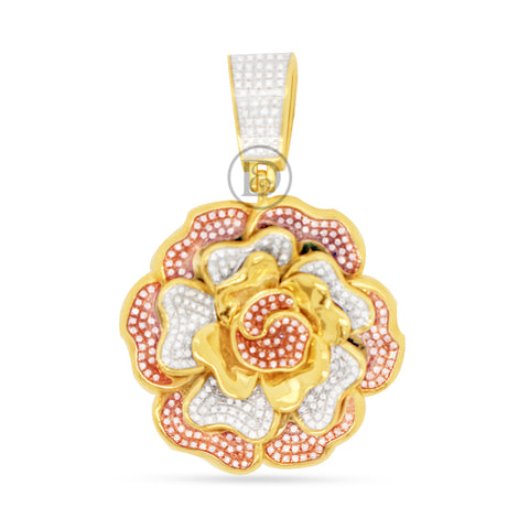 10k Yellow Gold Rose Pendant with 0.70ct diamonds