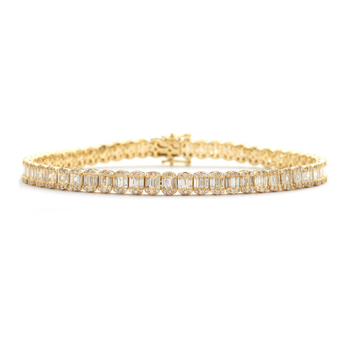 14KY 10.00CTW BAGUETTE DIAMOND BRACELET