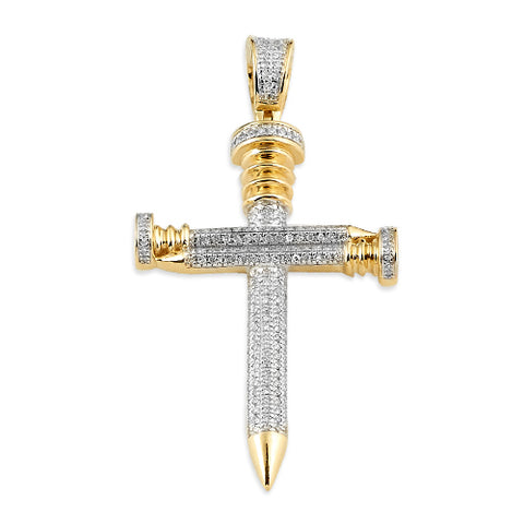 10KY 0.55CTW DIAMOND NAILS CROSS PENDANT