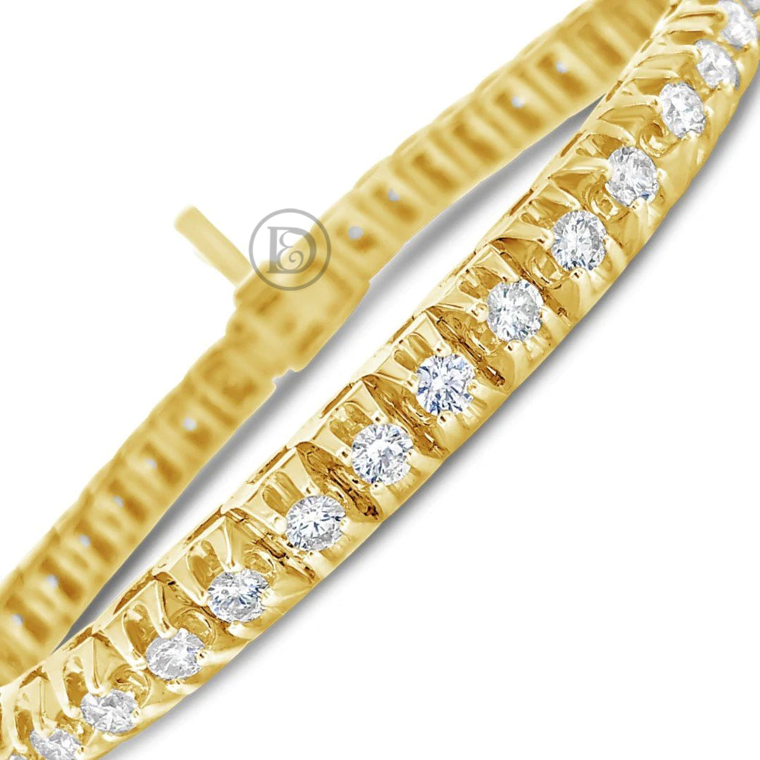 Men's Diamond Large Tennis Bracelet 2 ct tw Round-cut 10K Yellow Gold 8.5