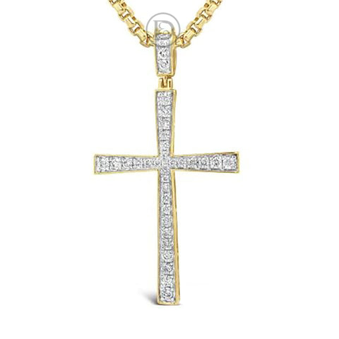 Diamond Cross Pendant 1.53 CTW Round Cut 10K Yellow Gold