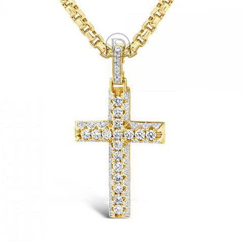 Diamond Cross Pendant .2.32 CTW Round Cut 14K Yellow Gold