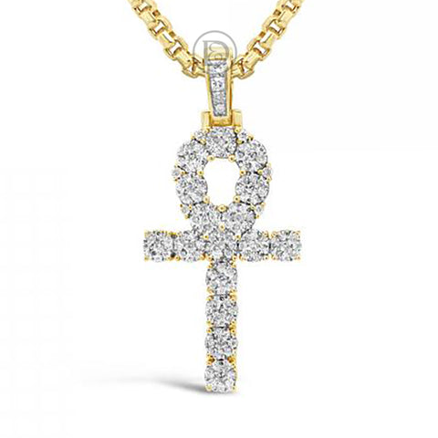 Diamond Cross Pendant 1.25 CTW Round Cut 10K Yellow Gold