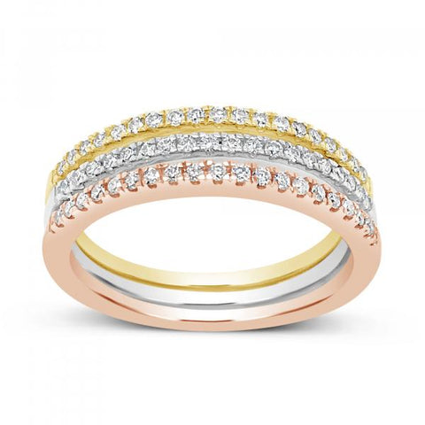 3-PIECE DIAMOND FASHION BANDS .33 CTW ROUND CUT 14K YELLOW,WHITE, & ROSE GOLD